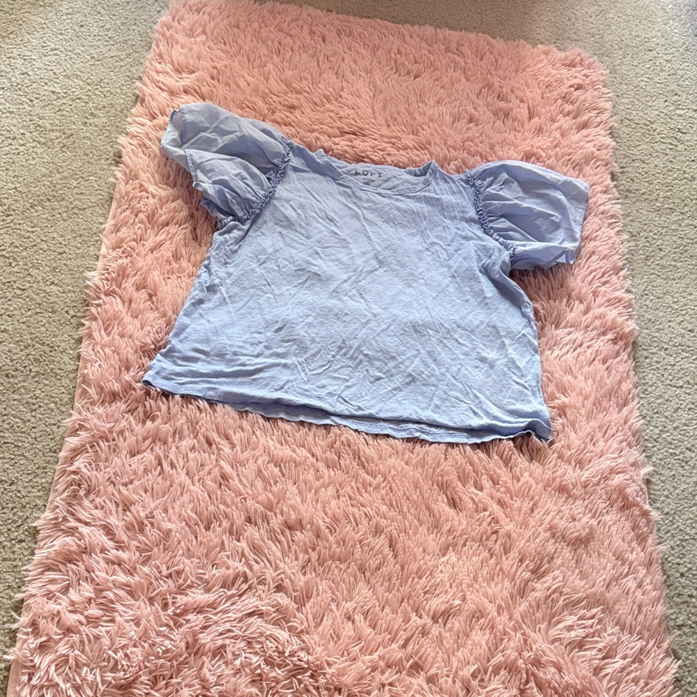 LOFT Sky Blue Puff Sleeve Blouse